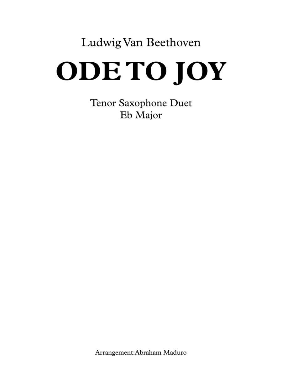 Ode To Joy Tenor Saxophone Duet image number null
