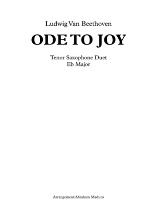 Ode To Joy Tenor Saxophone Duet