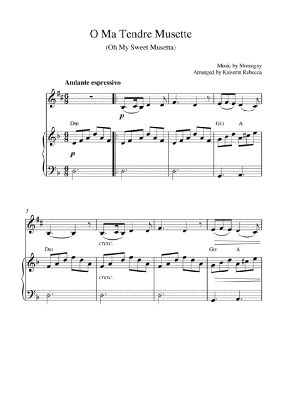 O Ma Tendre Musette (Oh My Sweet Musetta) (alto saxophone solo and piano accompaniment) Alto Saxophone scores gallery preview page 1