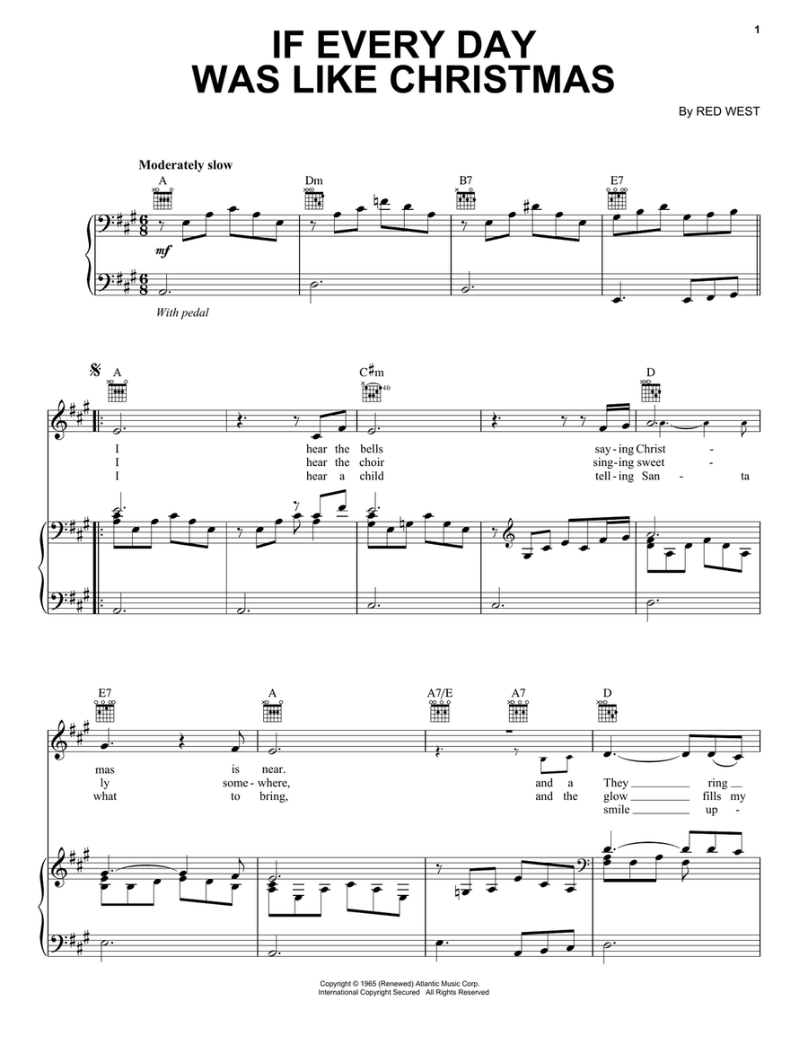 If Every Day Was Like Christmas Piano, Vocal, Guitar scores gallery preview page 1