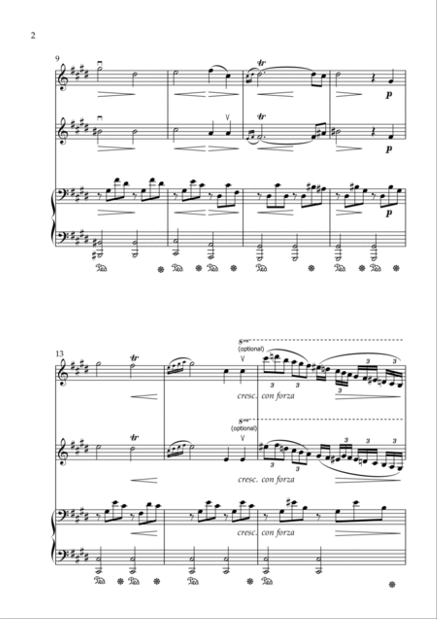 Nocturne in C#min (Op. post, No. 20) - arr. for 2 Violins and Piano (