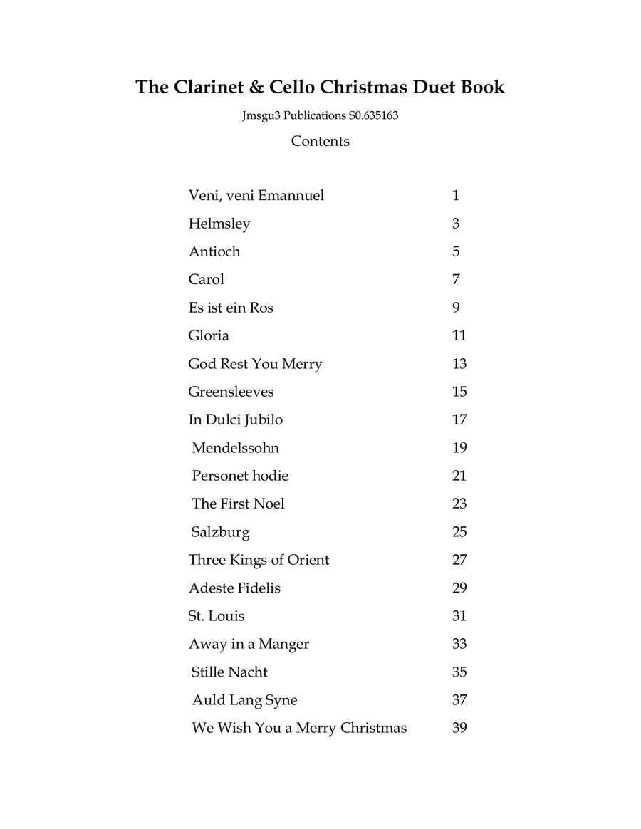 The Clarinet & Cello Christmas Duet Book Clarinet scores gallery preview page 1