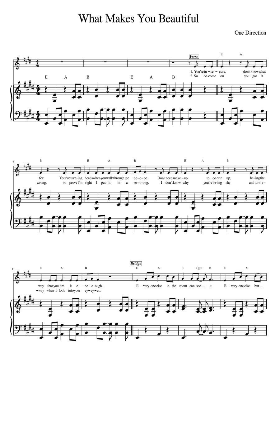 What Makes You Beautiful A Cappella scores gallery preview page 1
