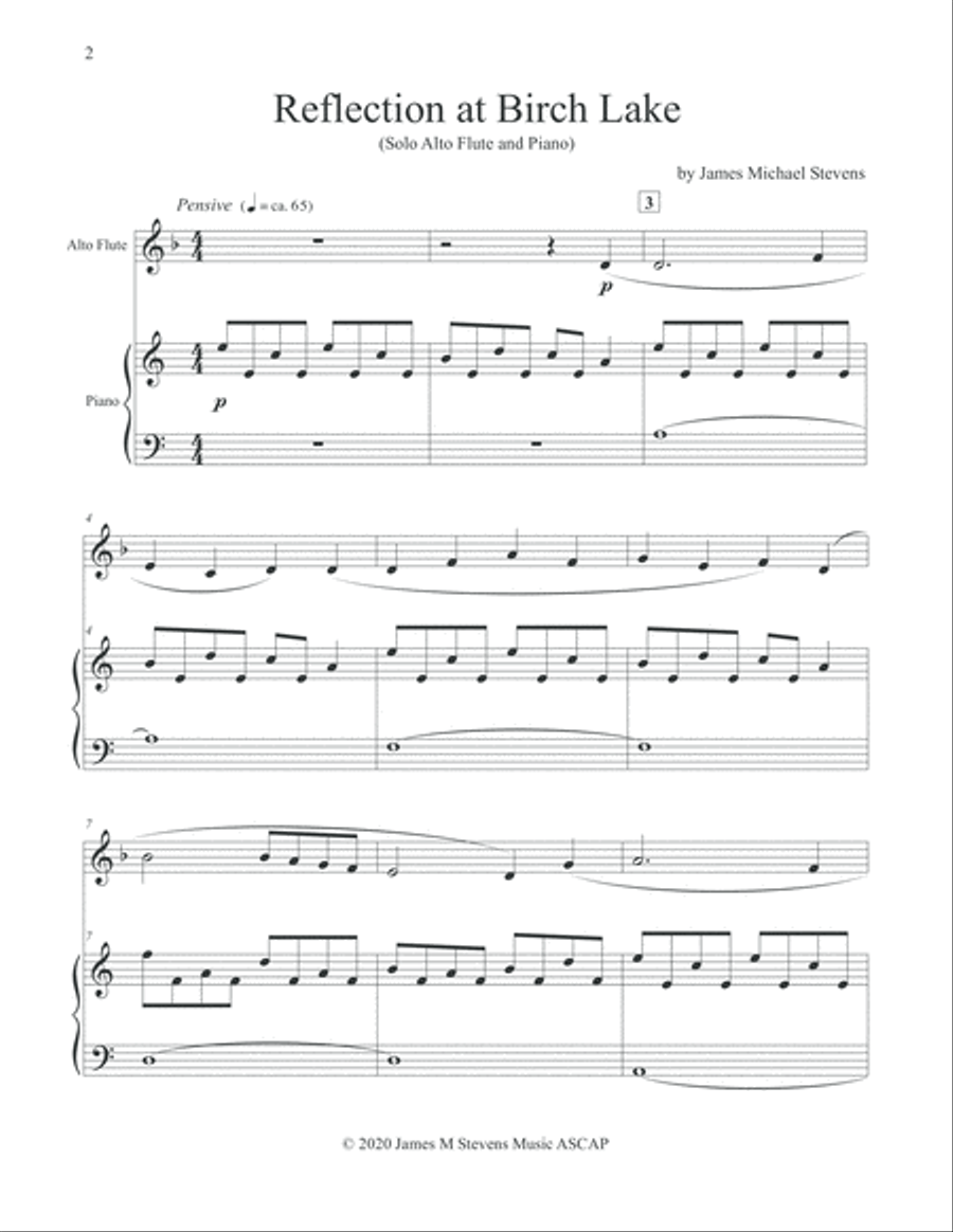 Reflection at Birch Lake - Alto Flute & Piano Flute Solo scores gallery preview page 2