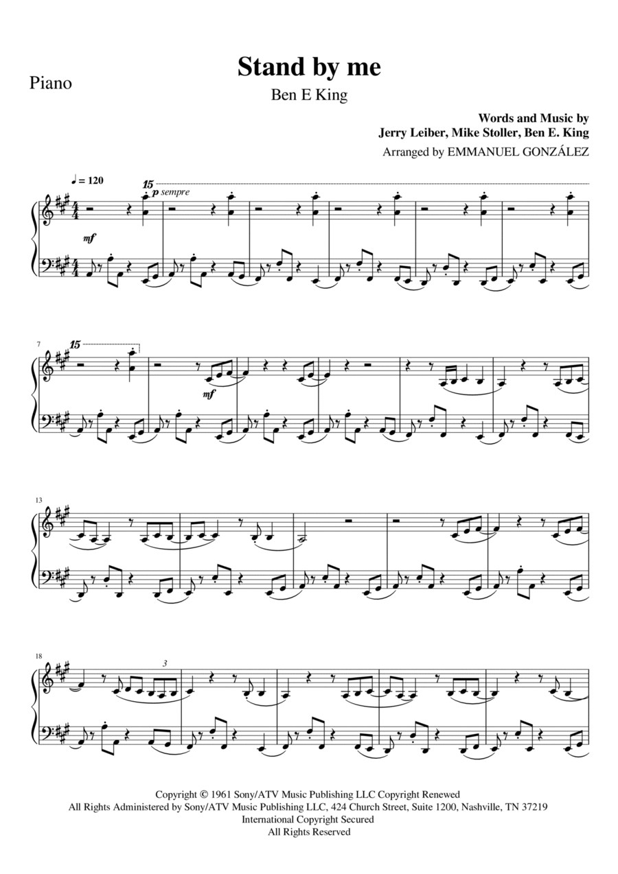 Stand By Me Piano Solo scores gallery preview page 1