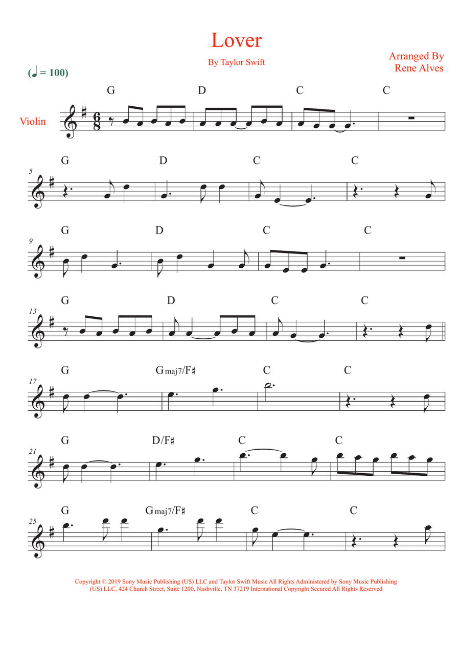 Lover Violin Solo scores gallery preview page 1