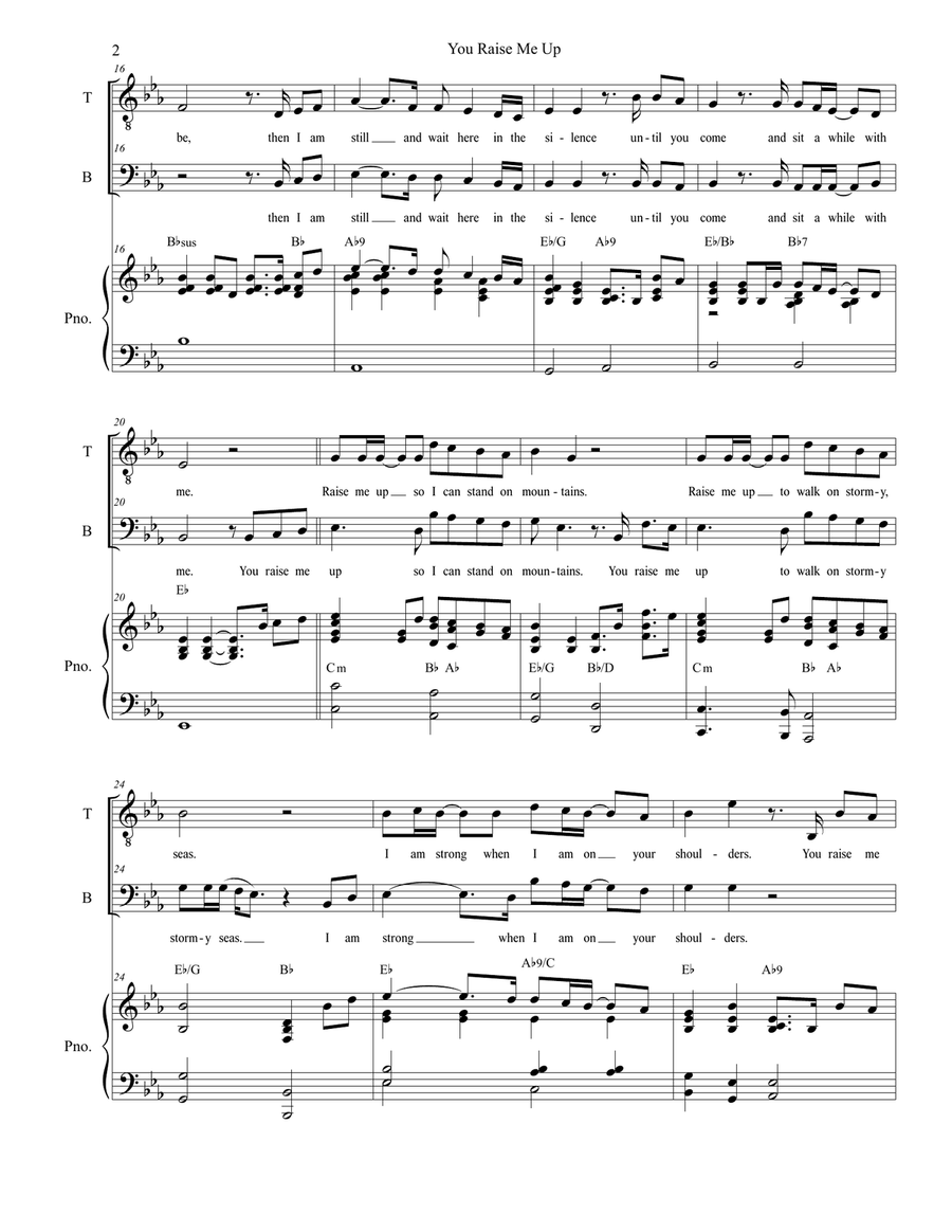 You Raise Me Up Piano scores gallery preview page 2