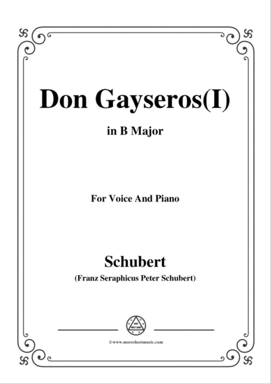 Schubert-Don Gayseros(I),in B Major,D.93 No.1,for Voice and Piano Voice Solo scores gallery preview page 1