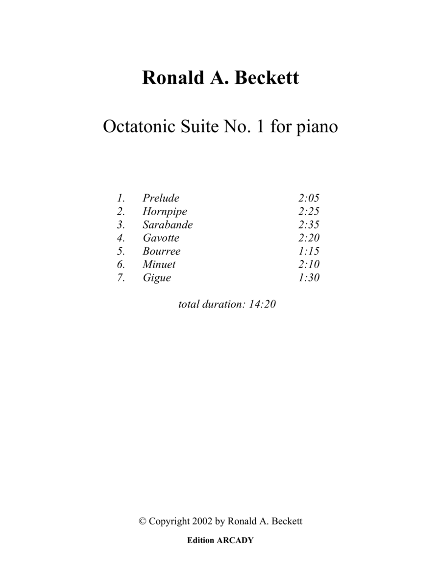 Octatonic Suite No. 1 for piano Piano Method scores gallery preview page 1