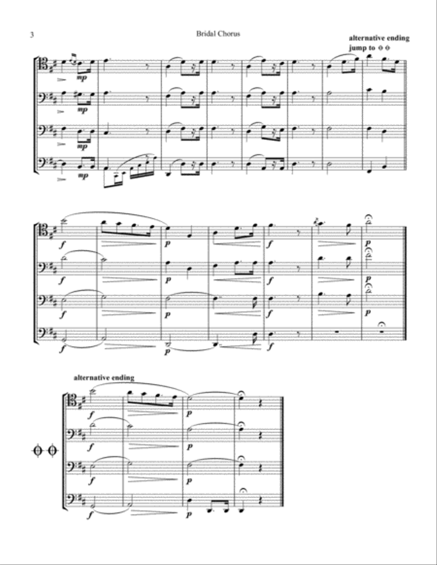 Bridal Chorus / Here Comes the Bride! for cello quartet String Quartet scores gallery preview page 4