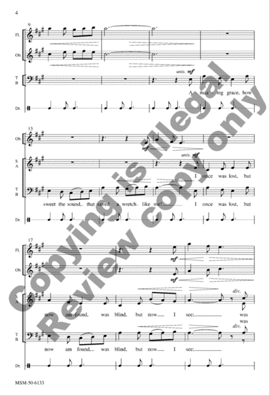 Amazing Grace 4-Part scores gallery preview page 3