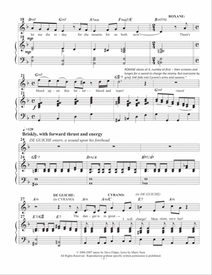 STAY A WHILE - from Roxane, of Bergerac - a full length musical Voice scores gallery preview page 3
