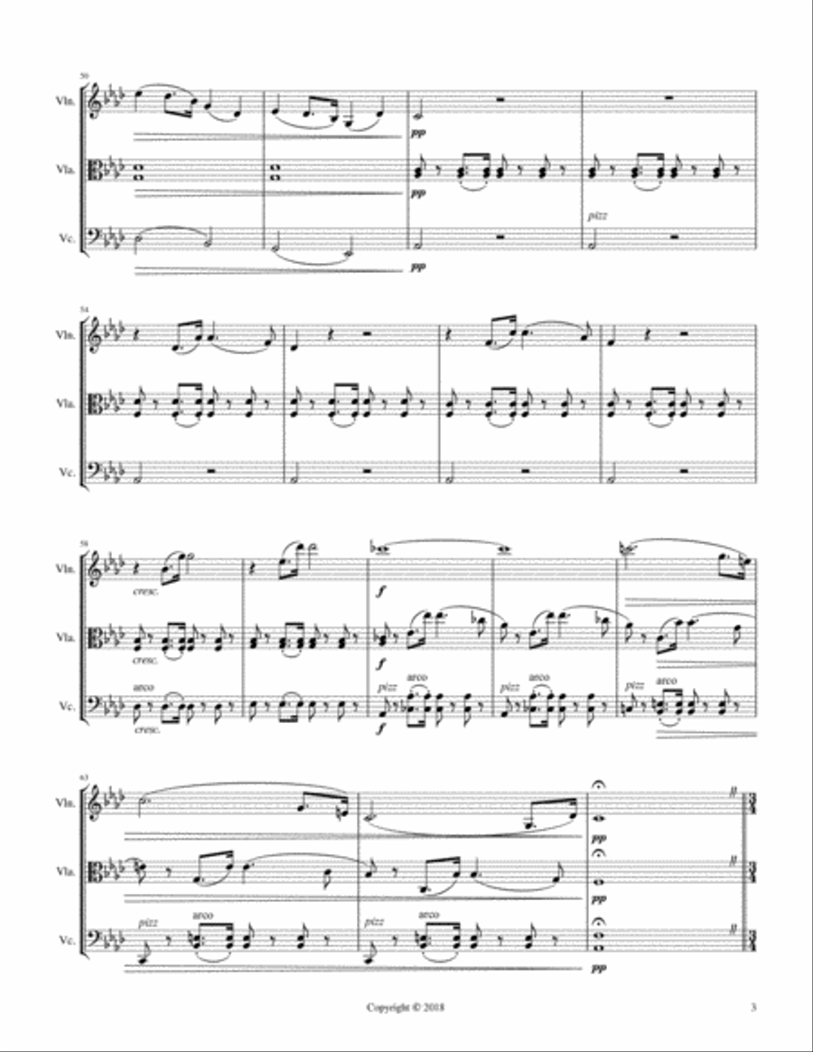 Theme and Variations in F Minor String Trio scores gallery preview page 3