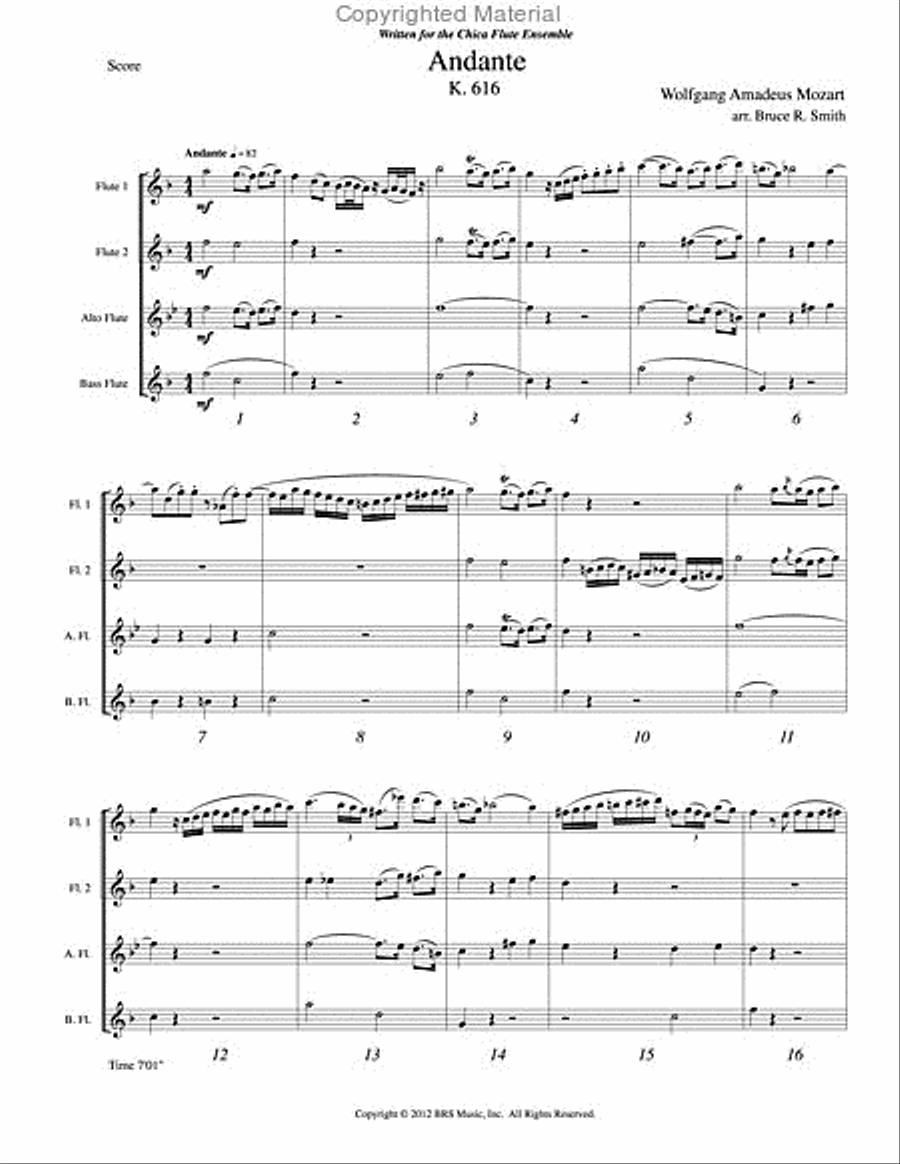 Andante, K. 616 Flute Quartet scores gallery preview page 2