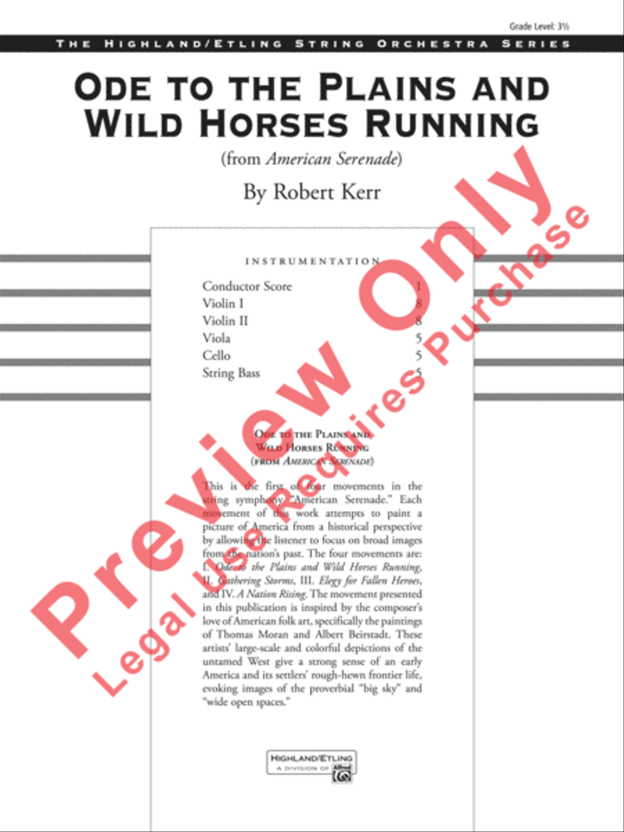 Ode to the Plains and Wild Horses Running (from American Serenade) String Orchestra scores gallery preview page 2