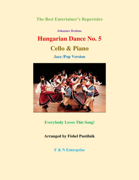 "Hungarian Dance No. 5"-Piano Background for Cello and Piano image number null