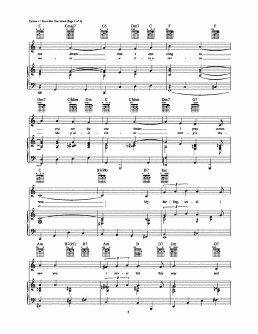 I Have But One Heart Piano, Vocal, Guitar scores gallery preview page 2