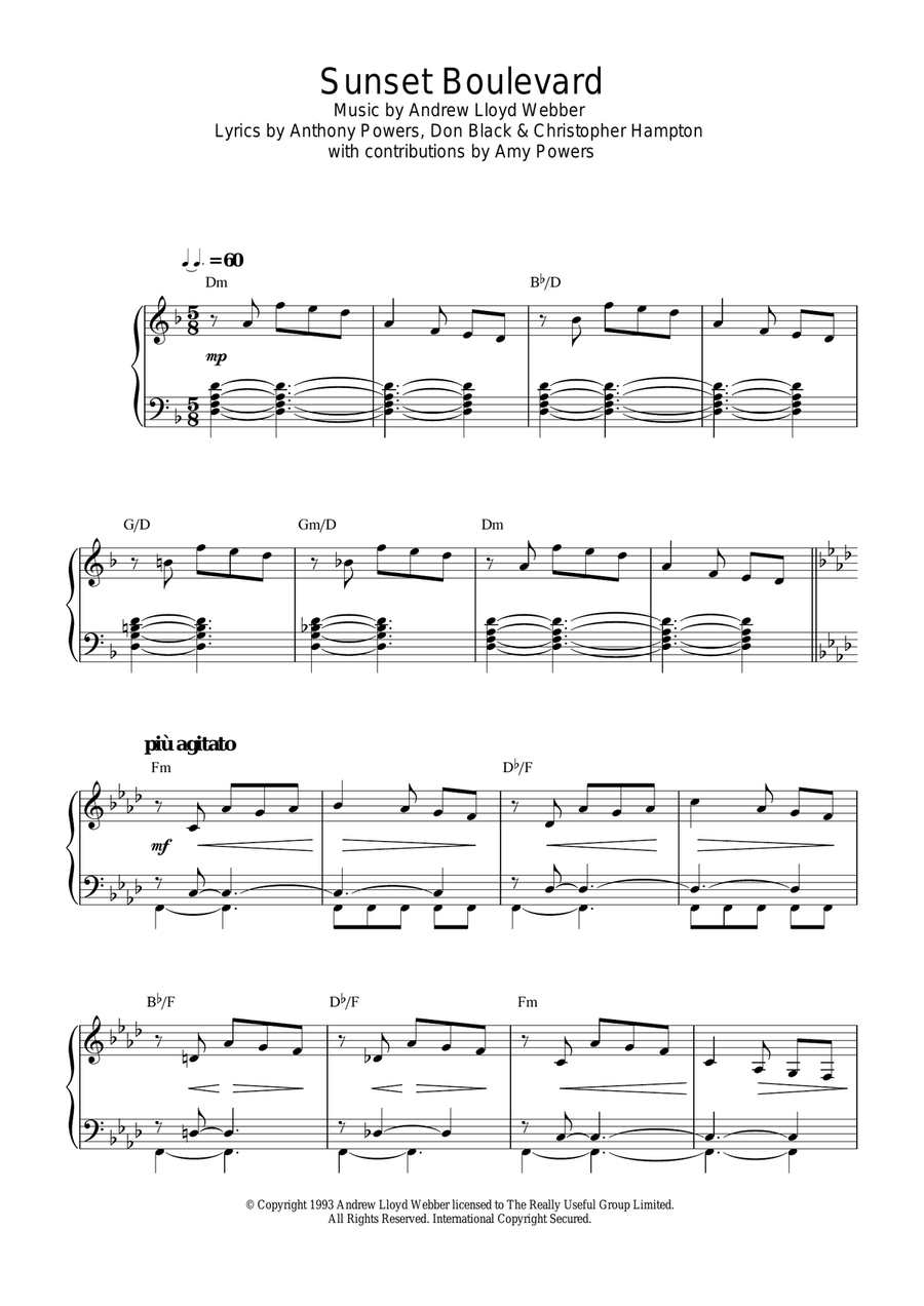 Sunset Boulevard (from Sunset Boulevard) Guitar scores gallery preview page 1