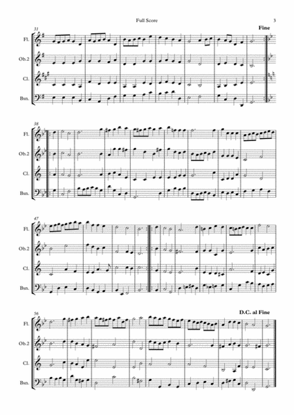 Handel: Suite No.3 in G (HWV350)(Complete) "The Water Music" ( Wassermusik) - wind quartet image number null