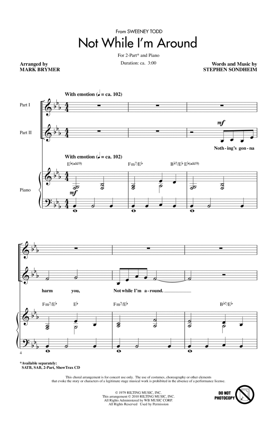 Not While I'm Around (from Sweeney Todd) (arr. Mark Brymer) 2-Part scores gallery preview page 1