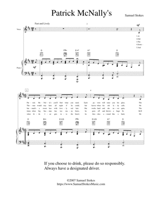 Patrick McNally's (Irish Drinking Song) sheet music - as heard on Dr. Demento Show!