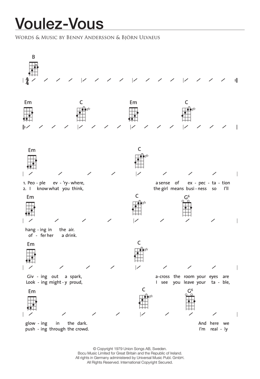 Voulez-Vous Ukulele scores gallery preview page 1