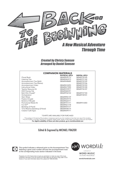 Back to the Beginning - Choral Book