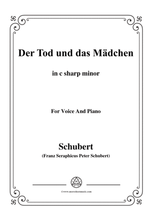 Book cover for Schubert-Der Tod und das Mädchen,Op.7 No.3,in c sharp minor,for Voice&Piano