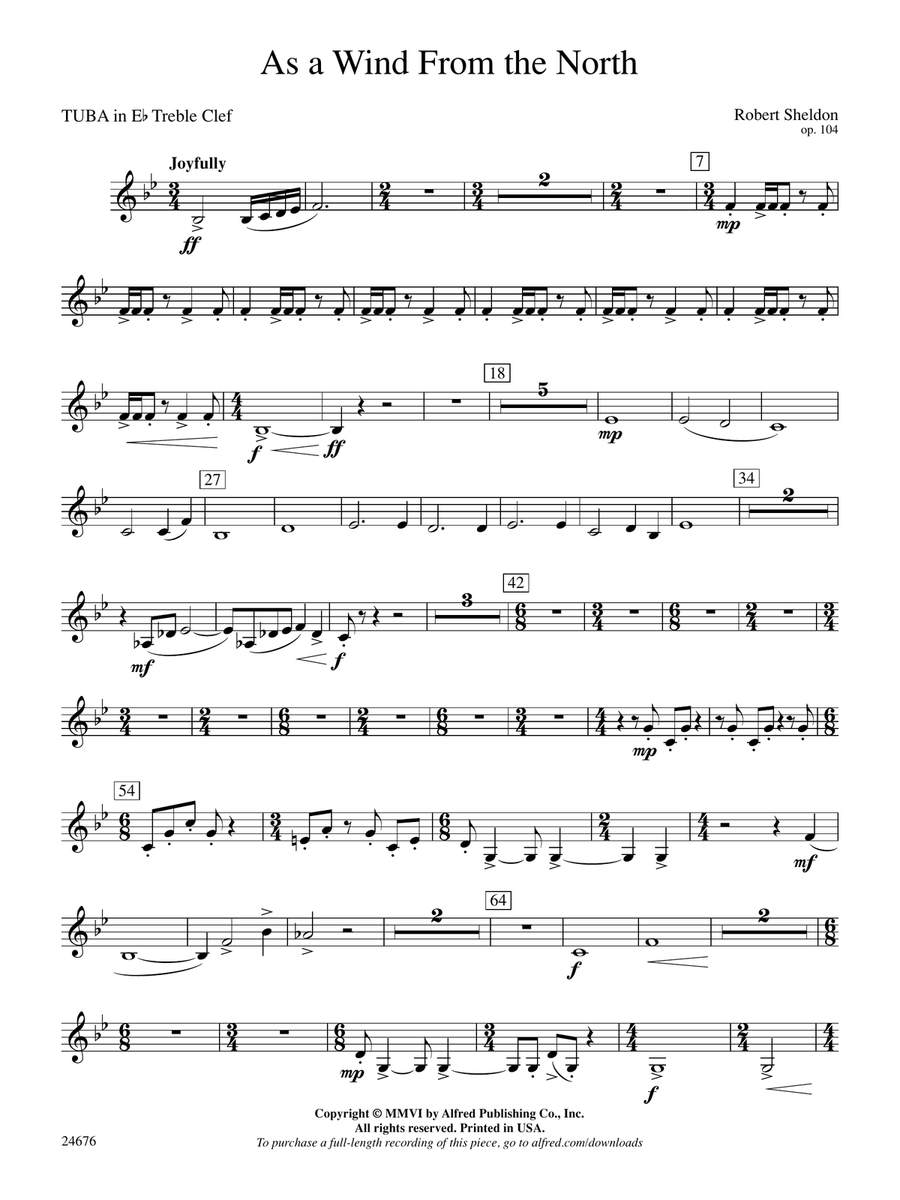 As a Wind from the North: (World Part) E-flat Tuba T.C.