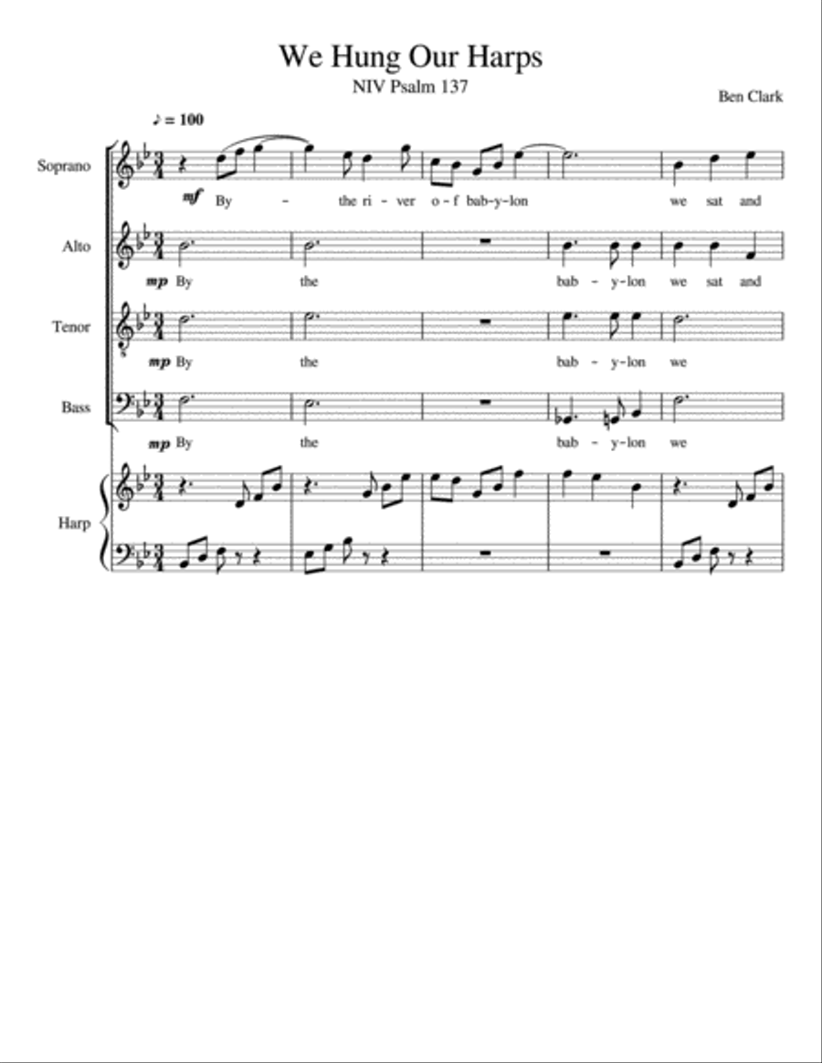 We Hung Our Harps We Hung Our Harps 4-Part scores gallery preview page 1