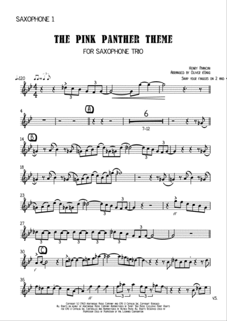 The Pink Panther from THE PINK PANTHER Woodwind Trio scores gallery preview page 2