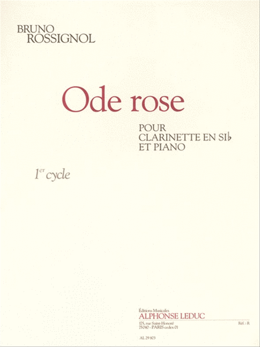 Ode Rose (2'15'') (cycle 1) Pour Clarinette Si B Et Piano Clarinet Solo scores gallery preview page 1