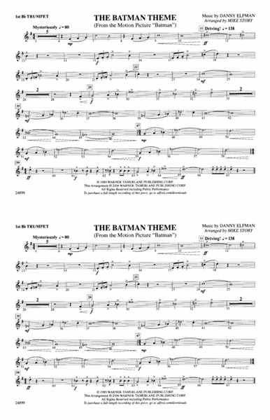 The Batman Theme (from Batman): 1st B-flat Trumpet