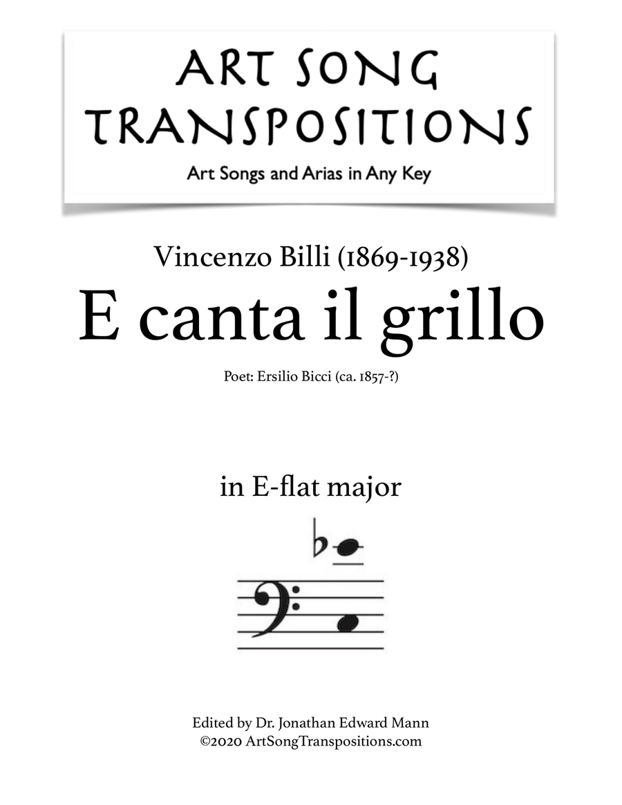 BILLI: E canta il grillo (transposed to E-flat major, bass clef) Voice scores gallery preview page 1