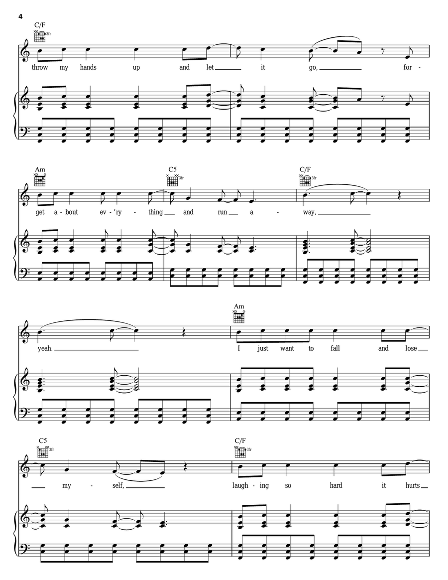 Runaway by Avril Lavigne Piano, Vocal, Guitar - Digital Sheet Music page 4