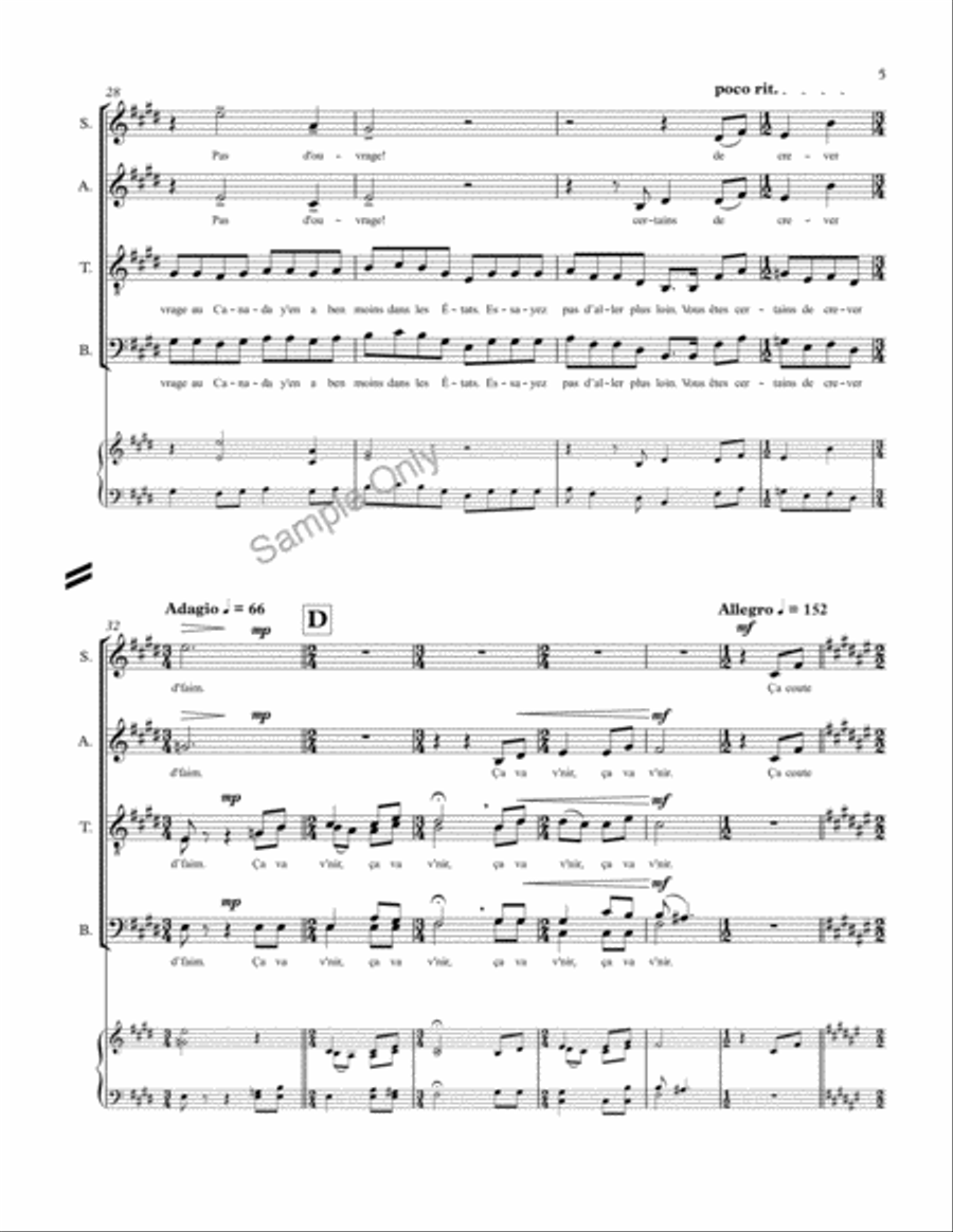 Ca Va Venir 4-Part scores gallery preview page 5