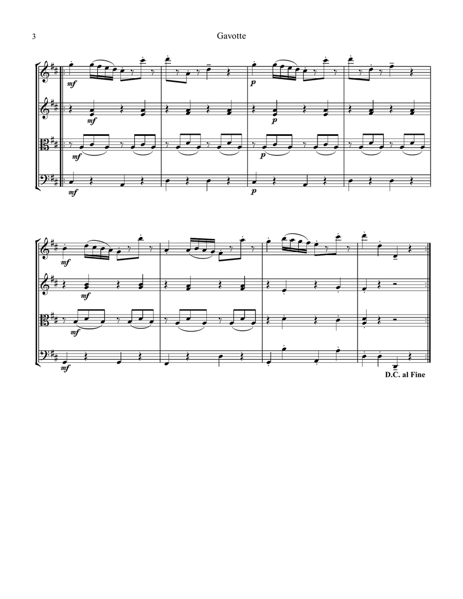 Gavotte by Gossec easy string quartet String Quartet scores gallery preview page 4