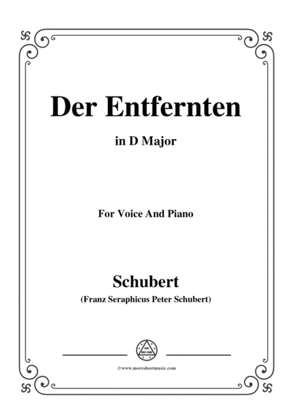 Schubert-Der Entfernten,in D Major,for Voice&Piano image number null