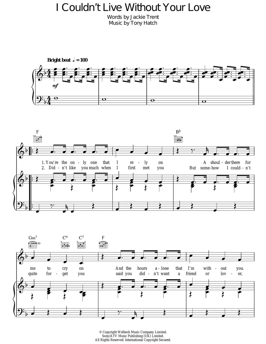 I Couldn't Live Without Your Love Guitar scores gallery preview page 1