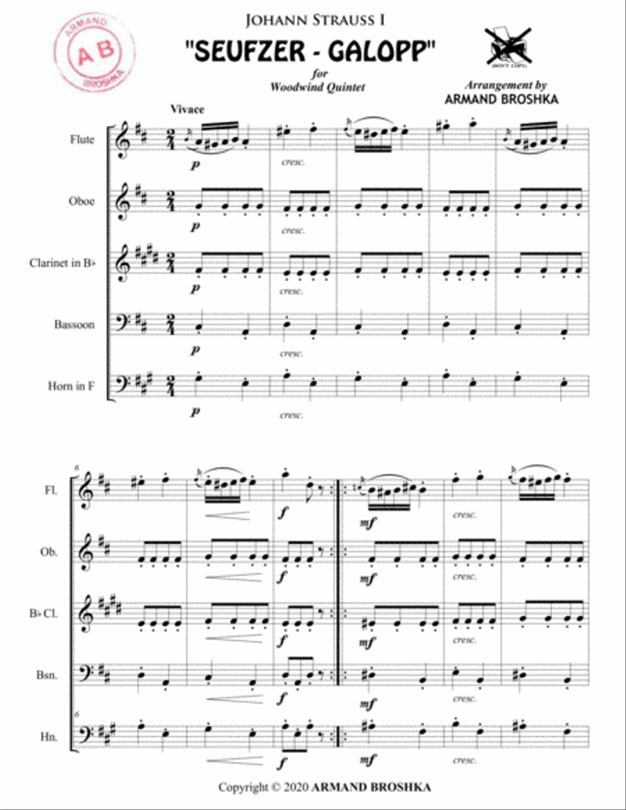 Seufzer-Galopp Woodwind Quintet scores gallery preview page 3