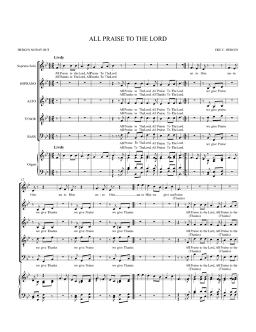 ALL PRAISE TO THE LORD (ENDLESS PRAISE) 4-Part scores gallery preview page 2