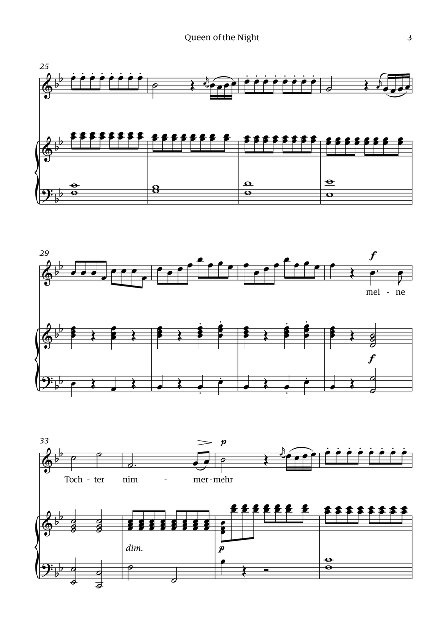 Queen of the Night (aria) - for ALTO in G minor Chamber Music scores gallery preview page 3