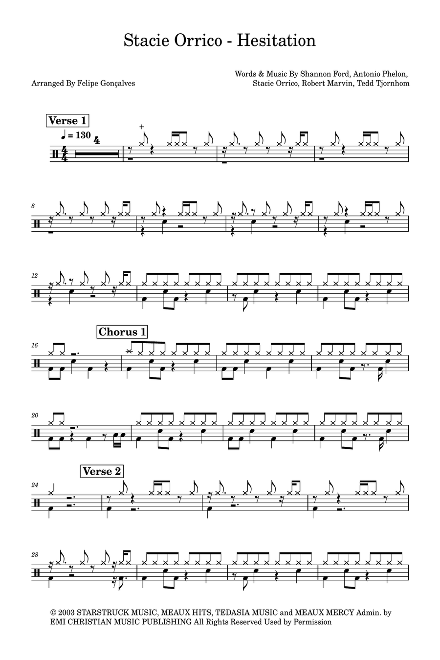 Hesitation Drum Set scores gallery preview page 1