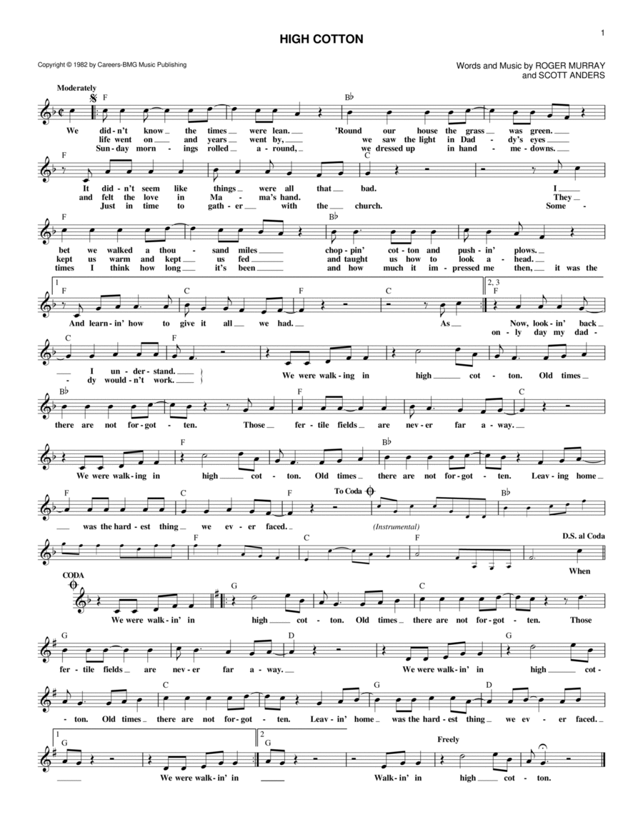 High Cotton Piano scores gallery preview page 1