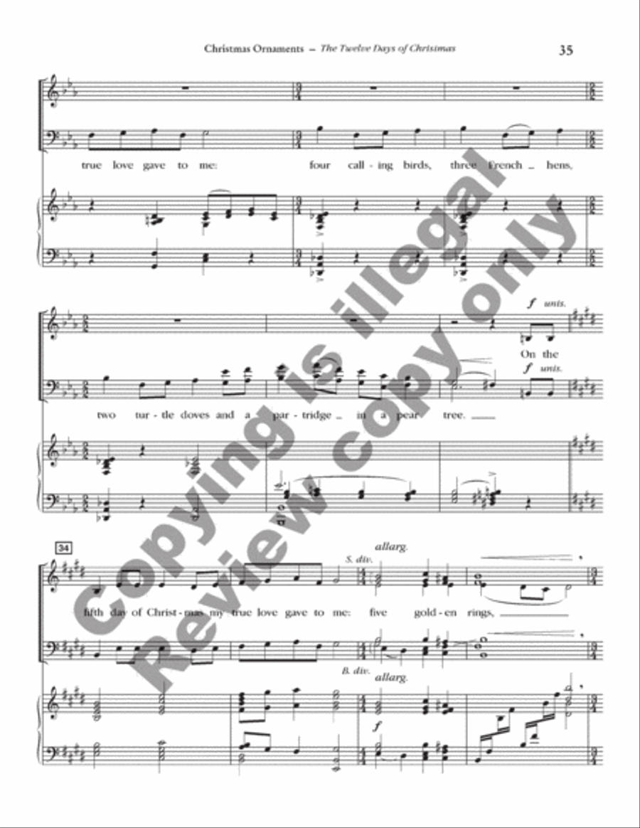 Christmas Ornaments 4-Part scores gallery preview page 35