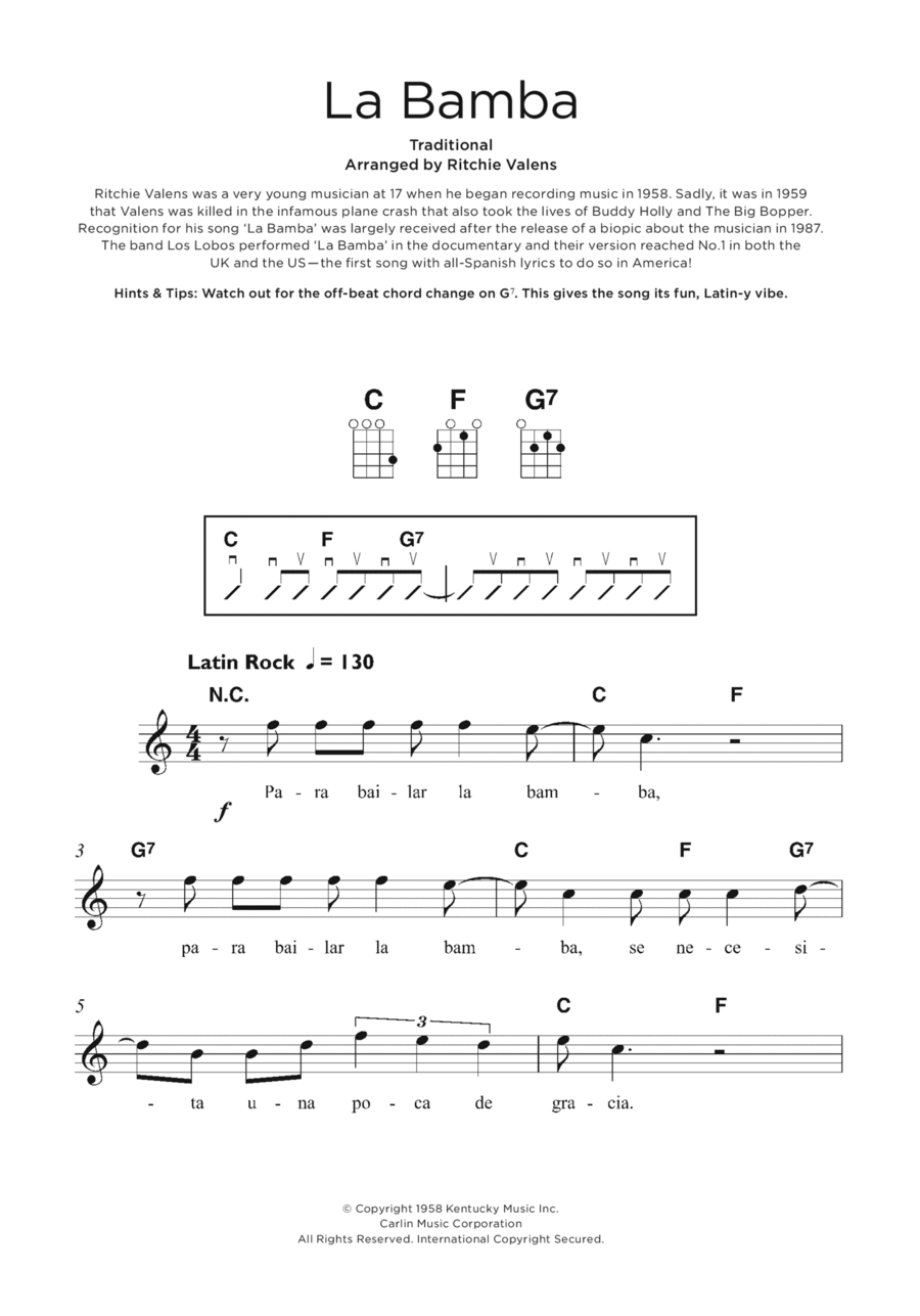La Bamba La Bamba Ukulele scores gallery preview page 1