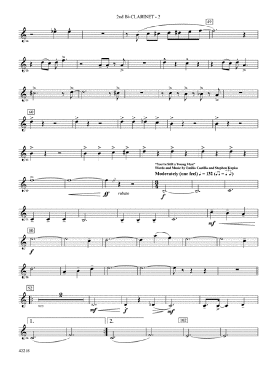 Tower of Power Greatest Hits: 2nd B-flat Clarinet Concert Band scores gallery preview page 2