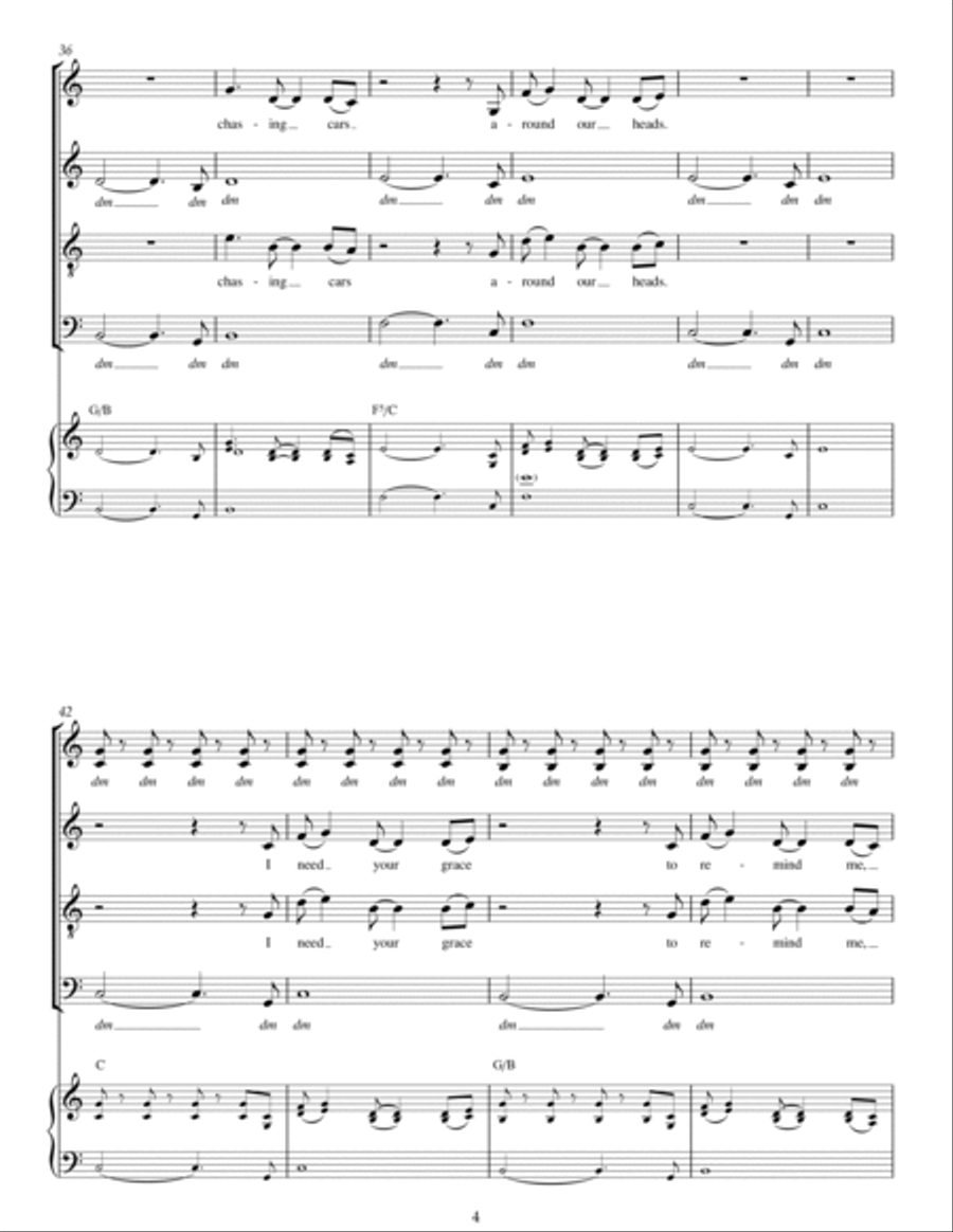 Chasing Cars Chasing Cars 4-Part scores gallery preview page 4