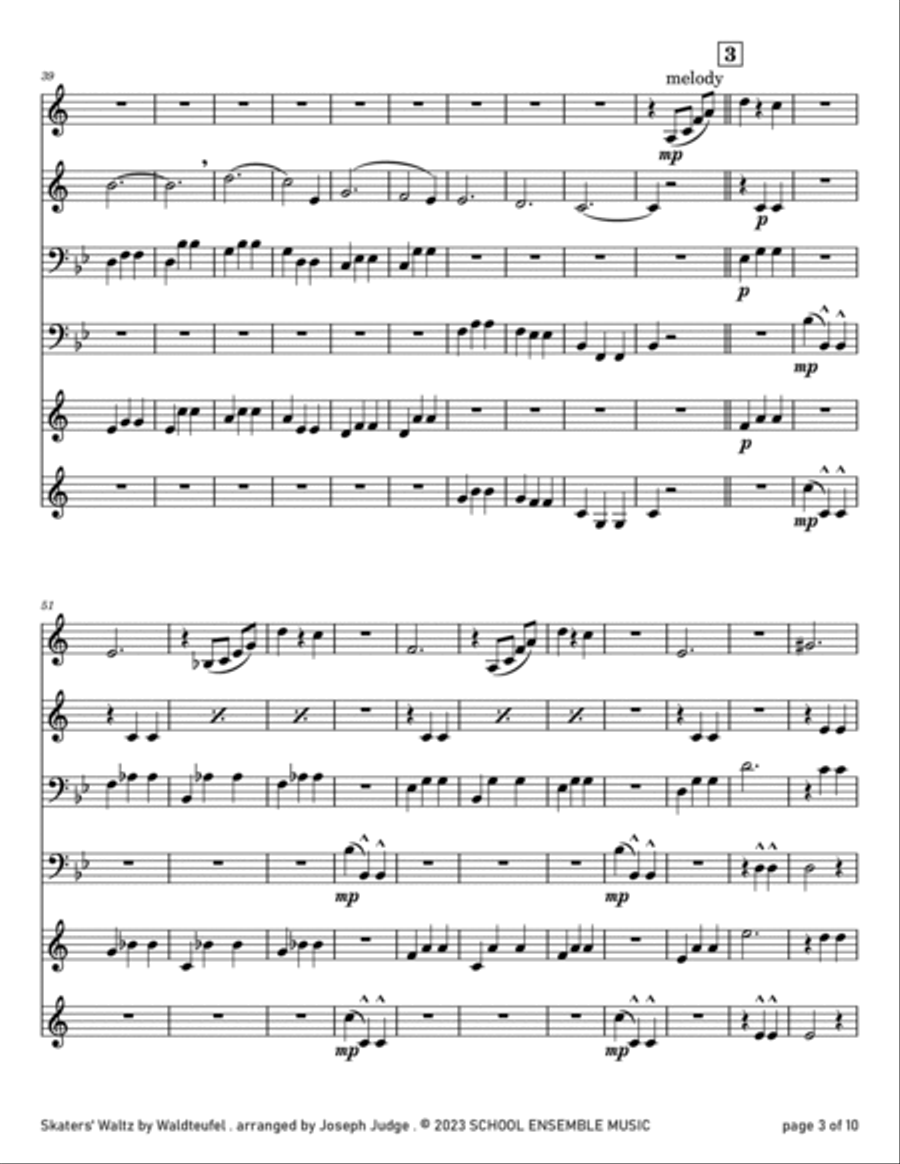 Skaters' Waltz by Waldteufel for Brass Quartet in Schools Brass Quartet scores gallery preview page 3