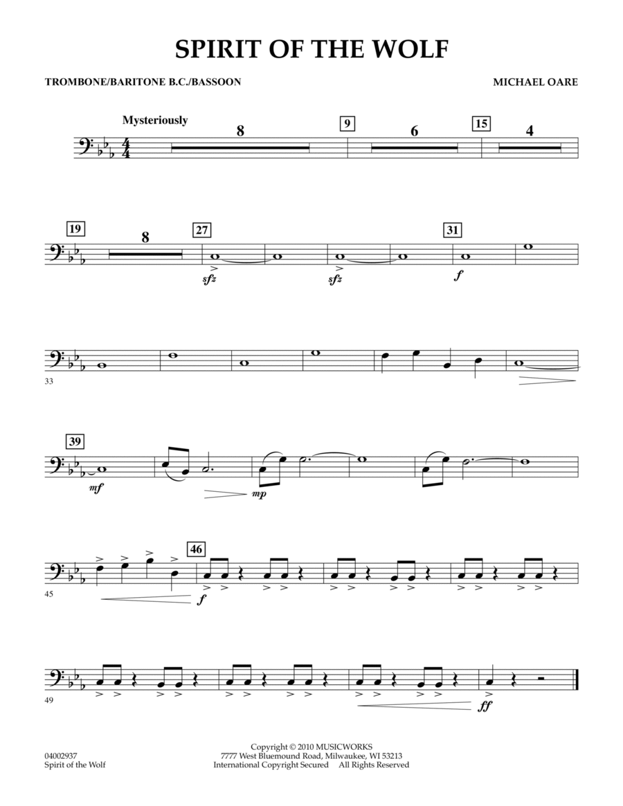 Spirit Of The Wolf - Trombone/Baritone B.C./Bassoon